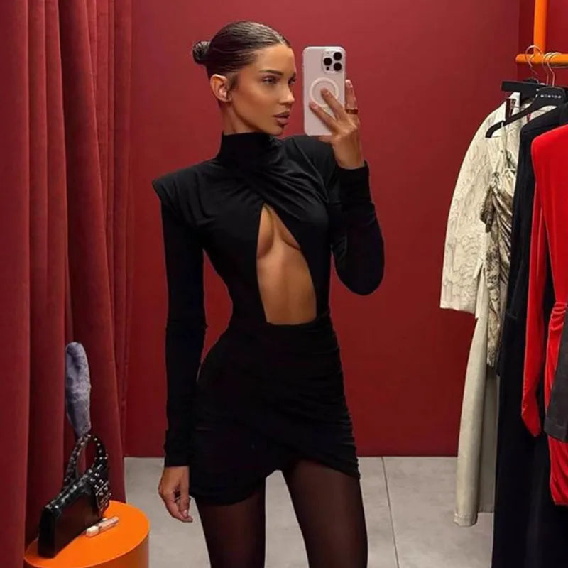 Scarlett Cut-Out Mini Dress in Black