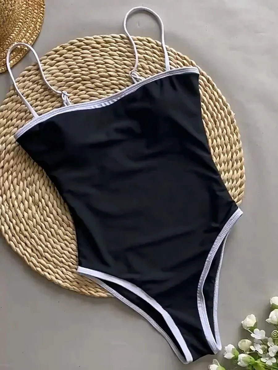 Marina Époque Color-Block One-Piece — front view