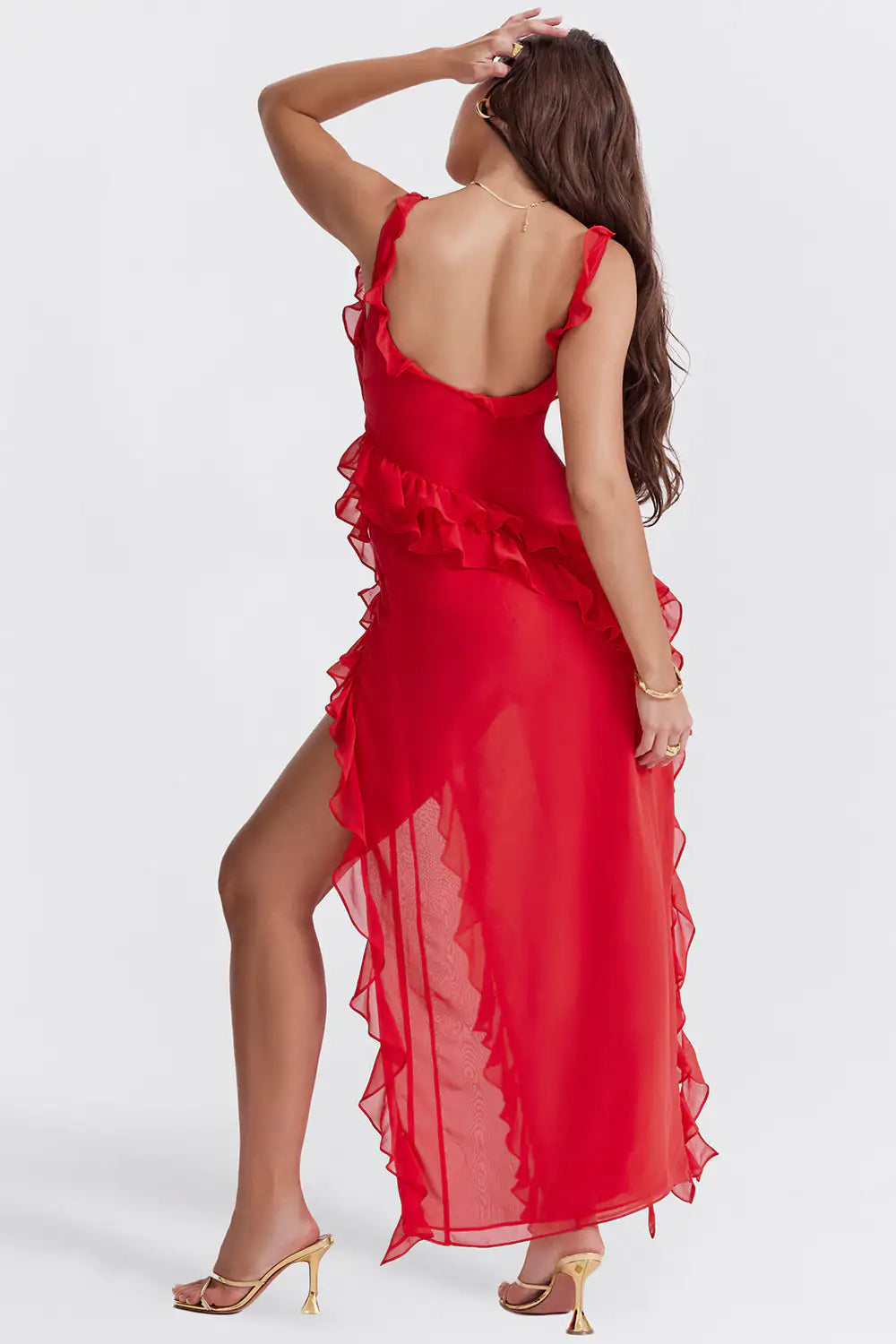 Osveci Ruffle Dress — back view
