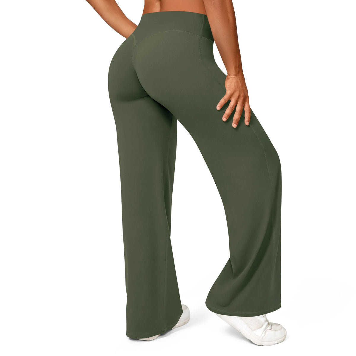 Nova Butter-Soft Flared Yoga Pants in Olive Green