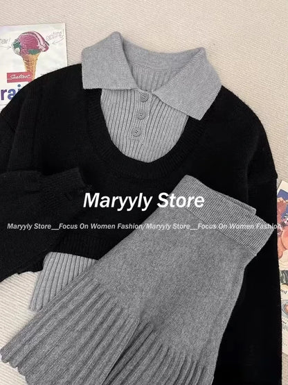 Margaux Knit Polo Top & Skirt Set, view 2