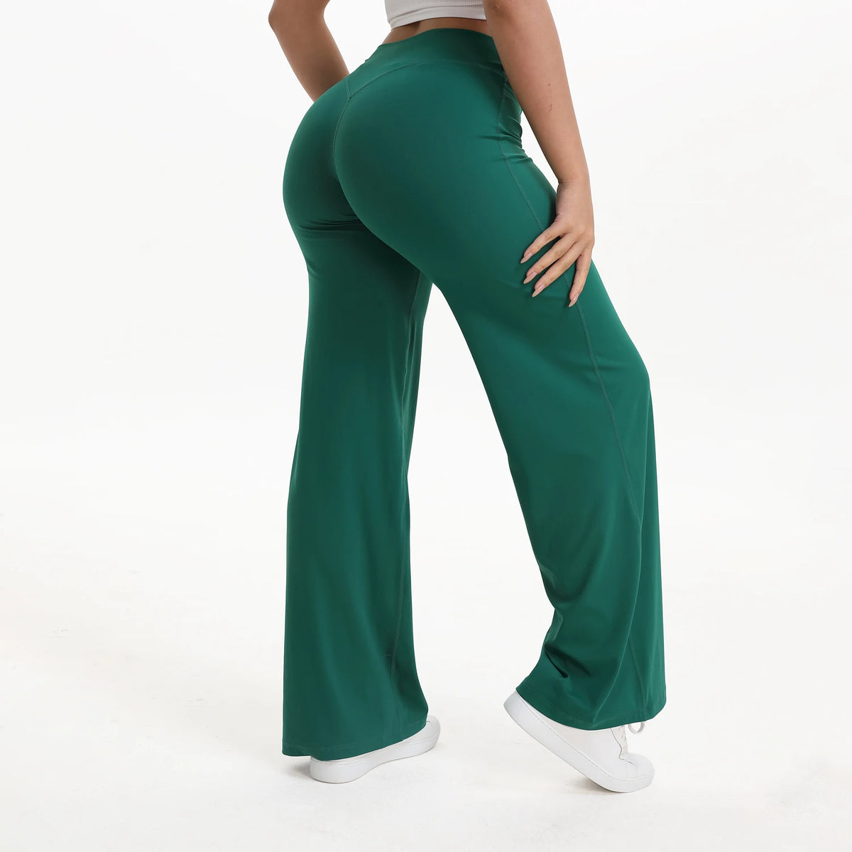 Aria Flared Yoga Pants in Forest Green
