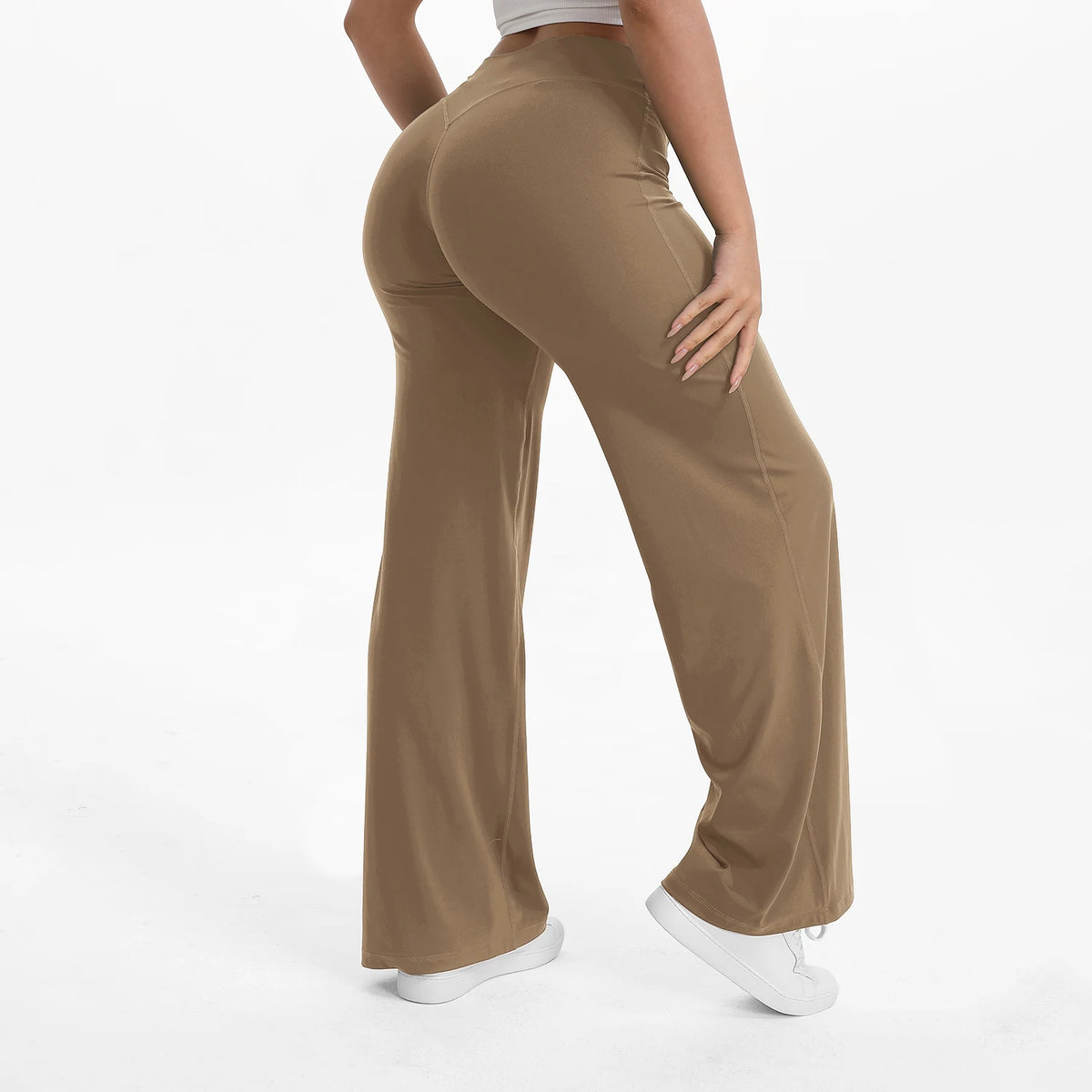 Aria Flared Yoga Pants in Misty Brown