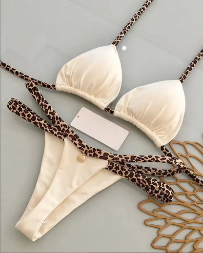 Savanna Lace-Up Leopard Bikini Set