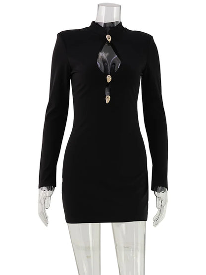 Noémie Keyhole Long-Sleeve Mini Dress, view 6