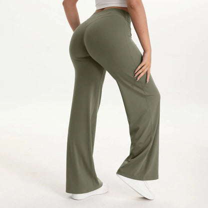 Aria Flared Yoga Pants in Olive Green