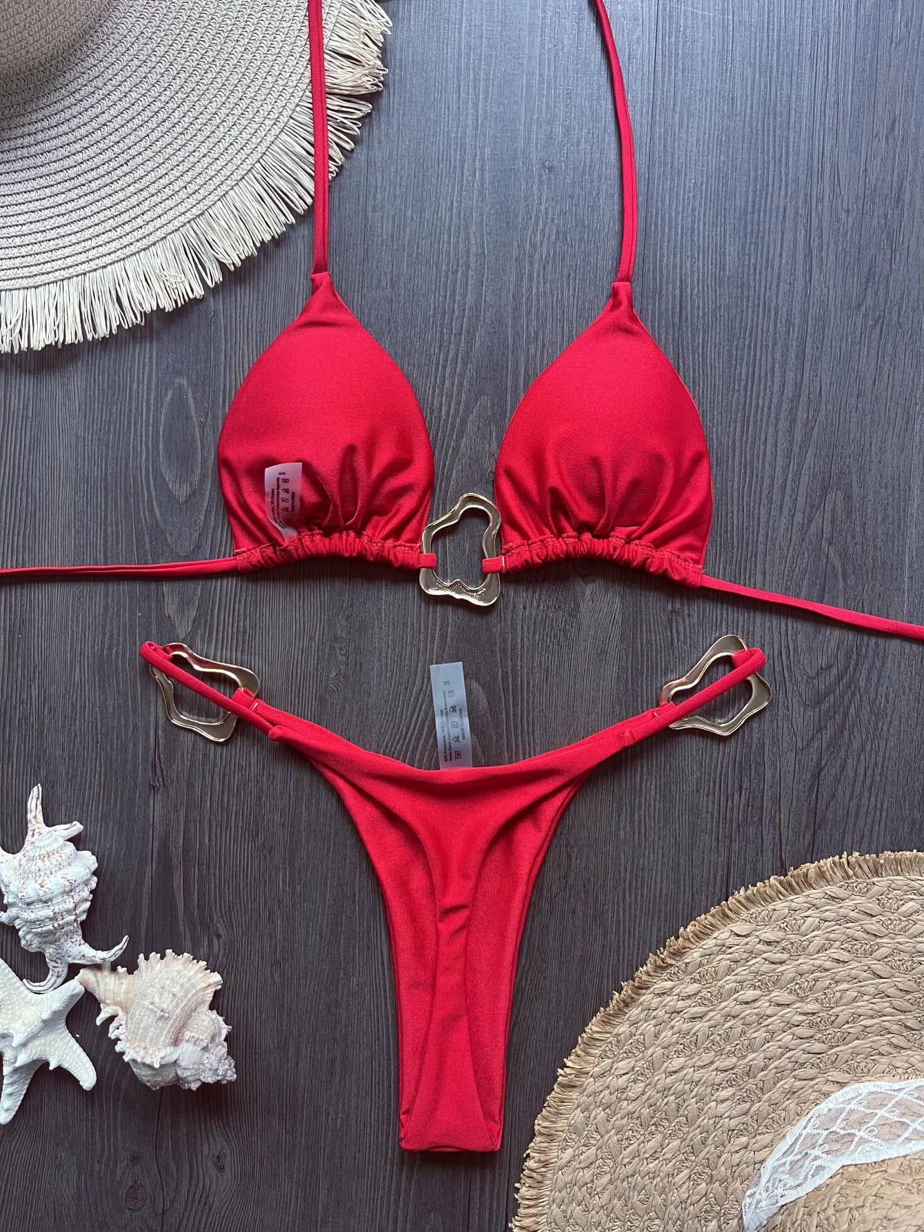 Halter Thong Bikini Set — front view