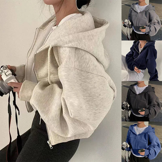 Juno Cropped Zip-Up Hoodie, view 1