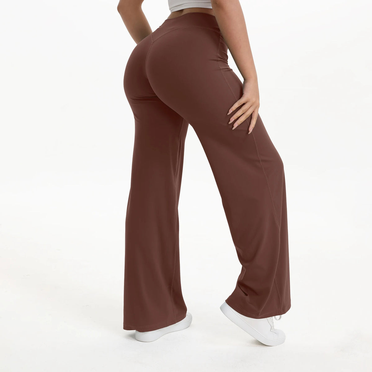 Aria Flared Yoga Pants in Coffee Brown