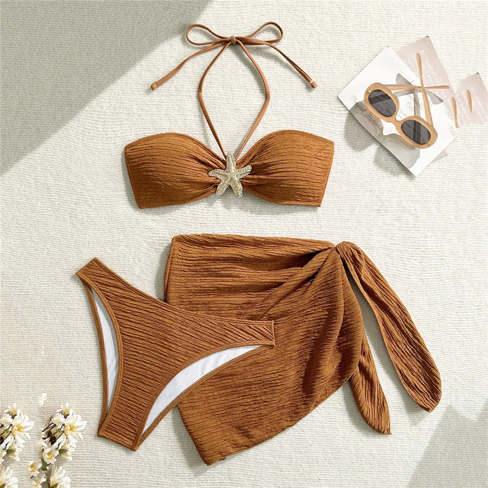 Aurea Starfish 3-Piece Bandeau Bikini Set