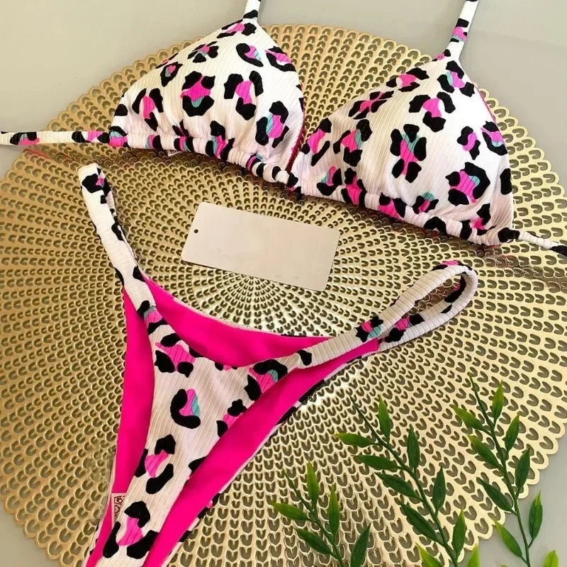 Savanna Lace-Up Leopard Bikini Set
