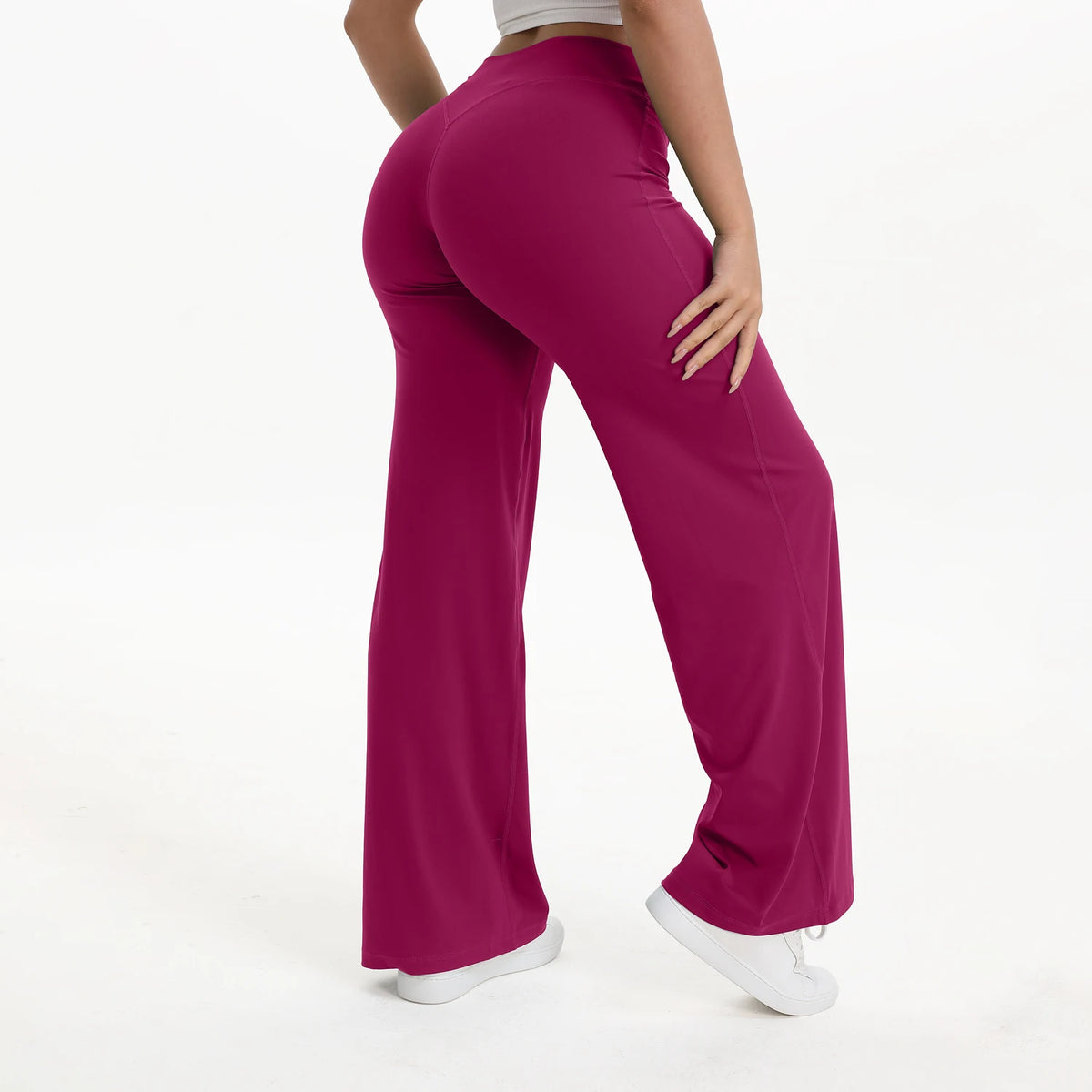 Aria Flared Yoga Pants in Wild Berry Red
