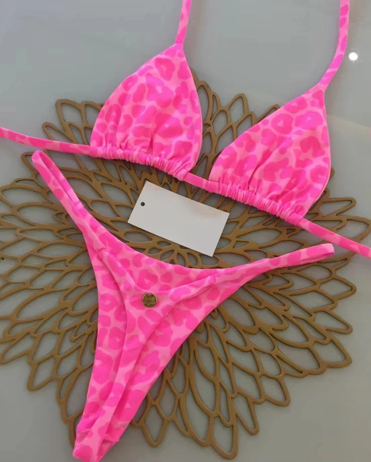 Savanna Lace-Up Leopard Bikini Set