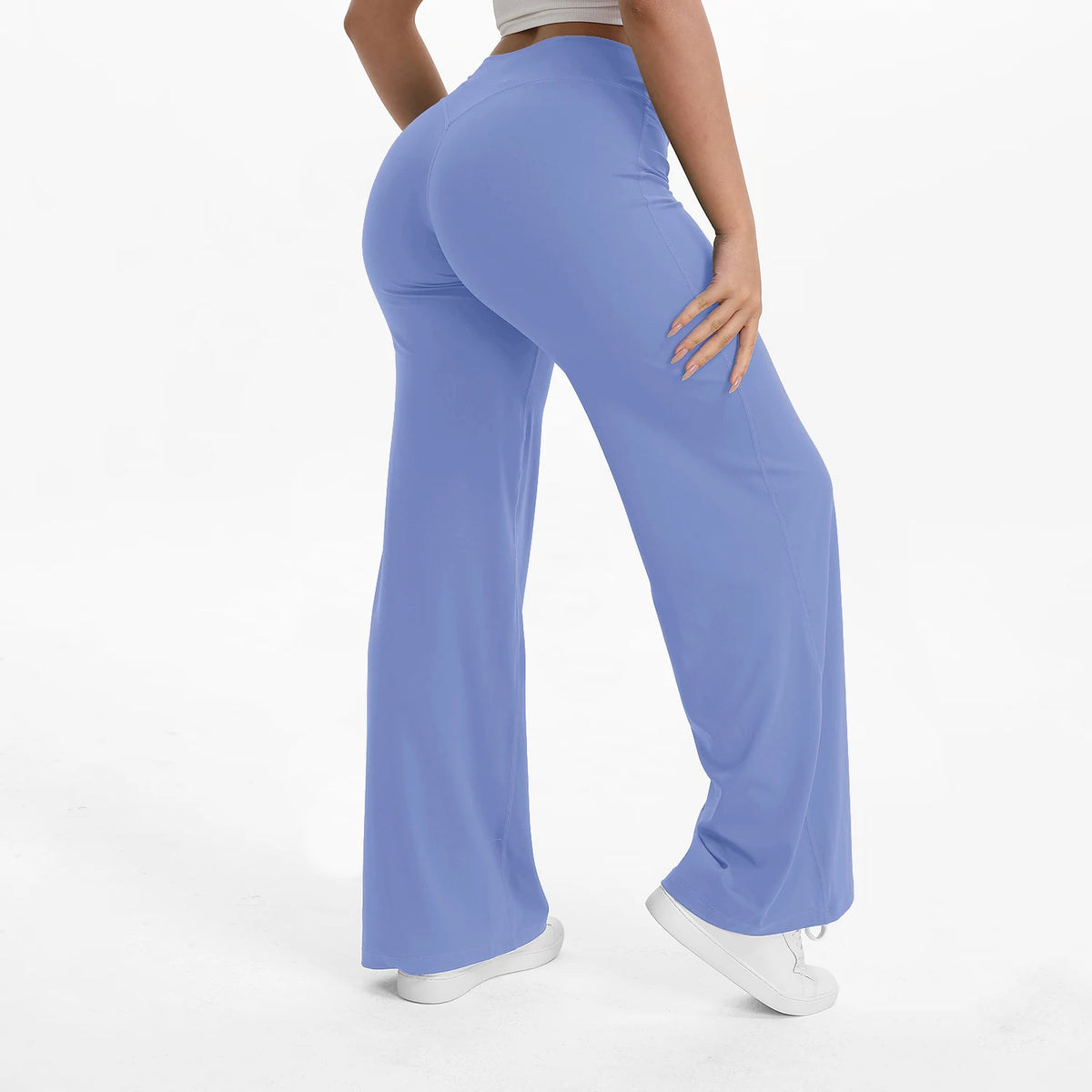 Aria Flared Yoga Pants in Misty Blue