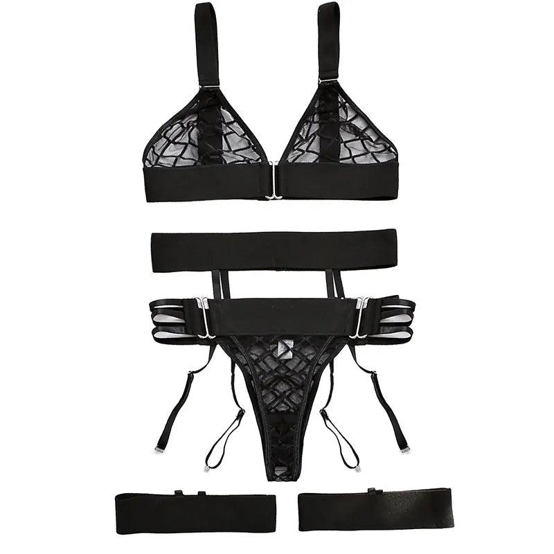 Vespera Sheer Garter Lingerie Set