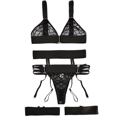 Vespera Sheer Garter Lingerie Set