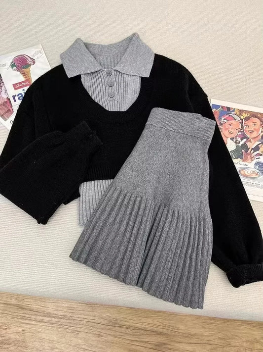 Margaux Knit Polo Top & Skirt Set, Full Set (Top + Skirt)