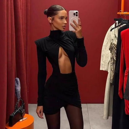 Scarlett Cut-Out Mini Dress in Black