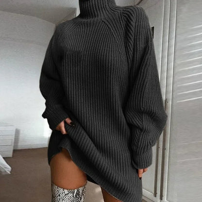 Maëlle Chunky Knit Sweater Dress in Dark Grey