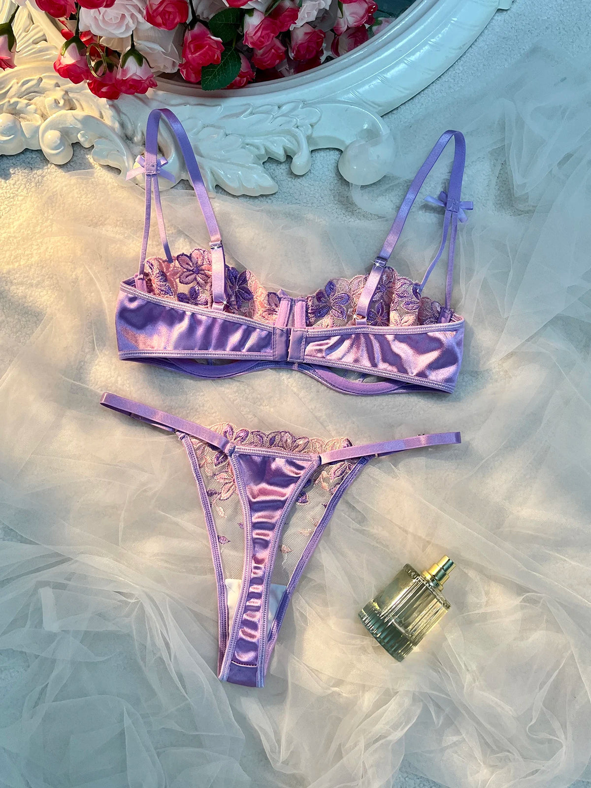 Violette Floral Embroidered Bra Set, view 3