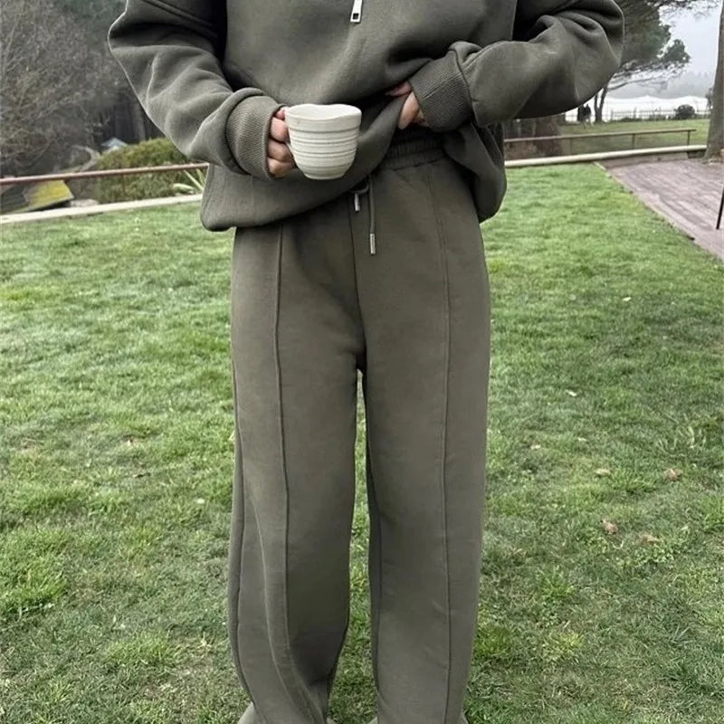 Elodie Half-Zip Lounge Set in Green