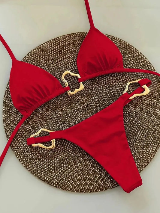 Halter Thong Bikini Set — swimwear