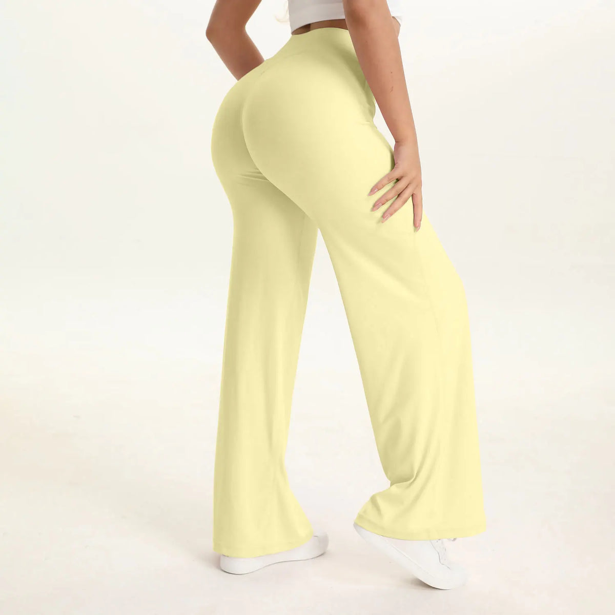 Aria Flared Yoga Pants in Cream Yellow