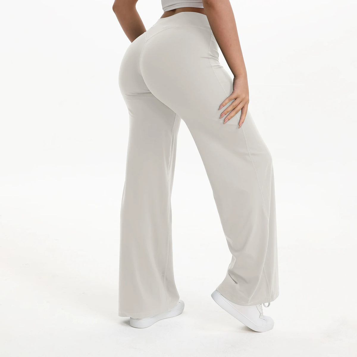 Aria Flared Yoga Pants in Light Grey