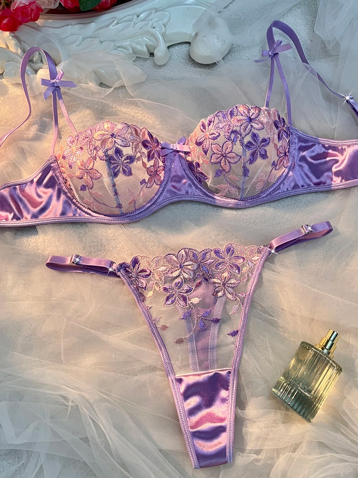 Violette Floral Embroidered Bra Set, view 2
