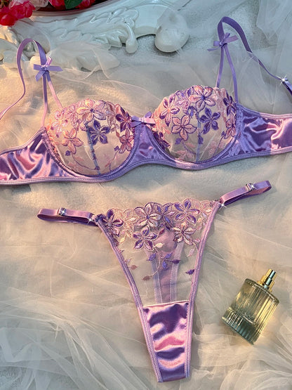 Violette Floral Embroidered Bra Set, view 2