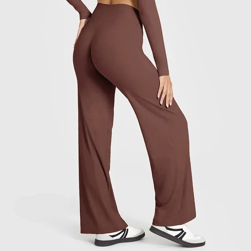 Nova Butter-Soft Flared Yoga Pants in Red Brown