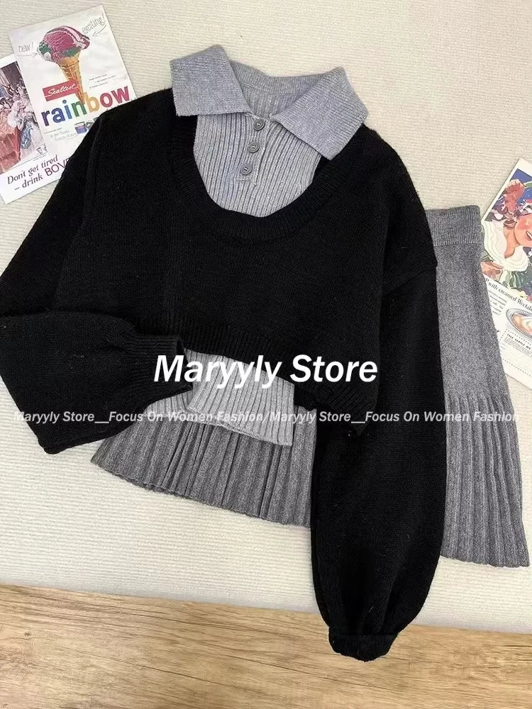 Margaux Knit Polo Top & Skirt Set, view 1