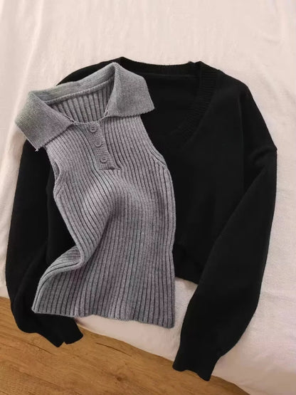 Margaux Knit Polo Top & Skirt Set, Layered Top (2 pcs)